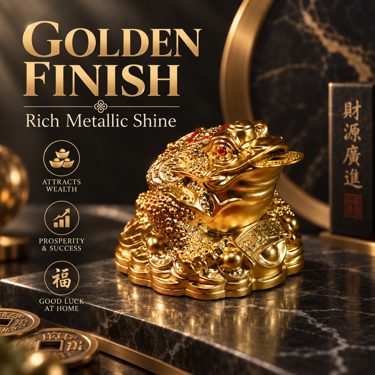 💰Golden Money Frog Decor Statue, Wealth & Prosperity Luck Ornament