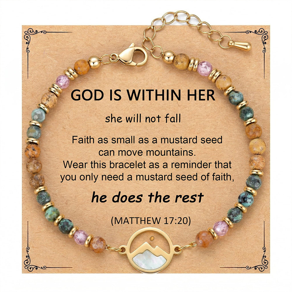 📿Mustard Seed Beaded Bracelet | Matthew 17:20 Move Mountains Christian Inspirational Jewelry Gift