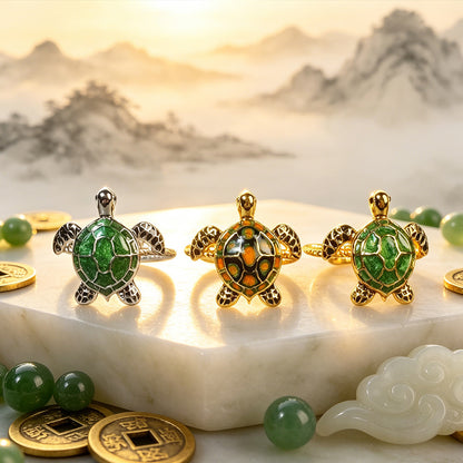 Adjustable Lucky Turtle Ring Symbol of Longevity Health Wealth & Good Fortune
