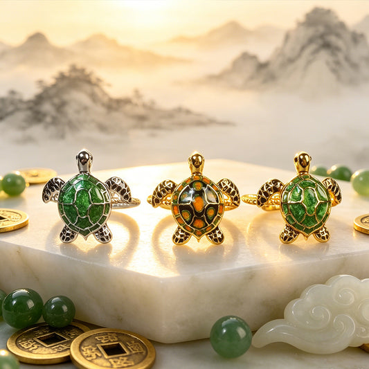 Adjustable Lucky Turtle Ring Symbol of Longevity Health Wealth & Good Fortune