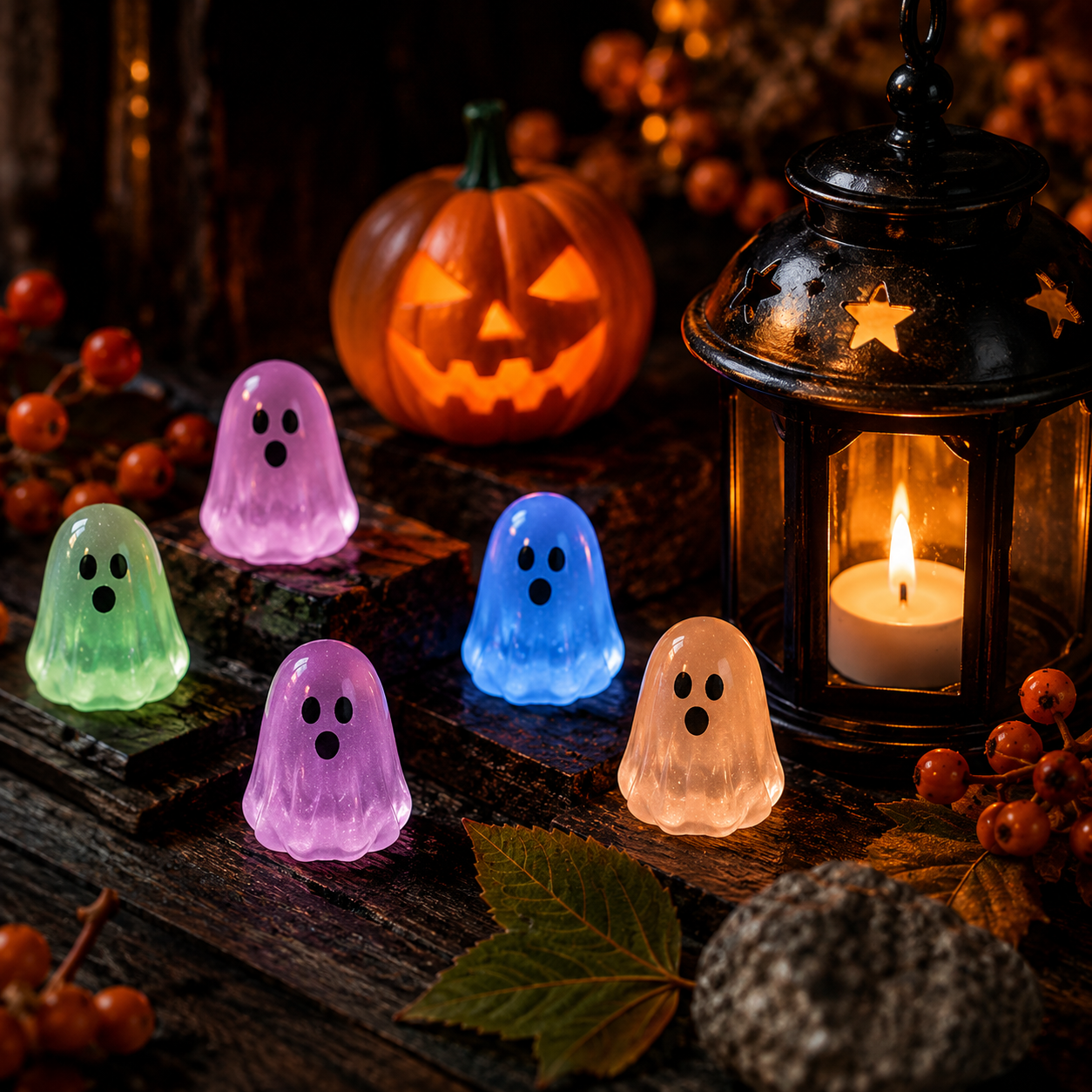 Glow‑in‑the‑Dark Mini Ghost Figurines | Resin Halloween DIY Decor 20/50PCS