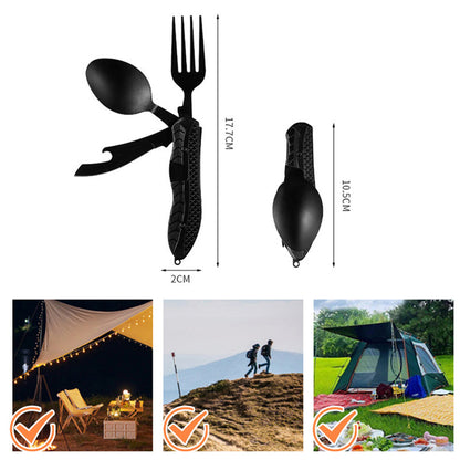 4-in-1 Folding Tableware Set – Portable Stainless Steel Multi-Tool