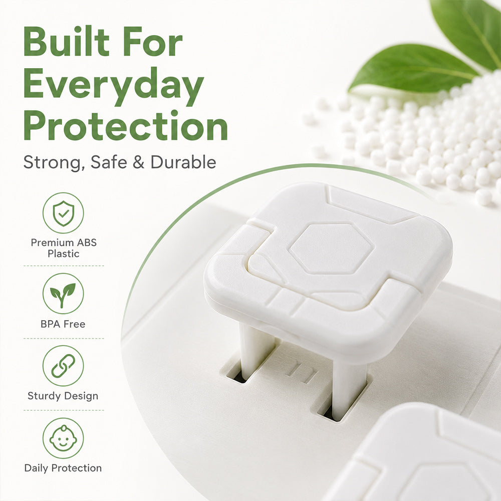 Baby Proof Socket Covers with Smart Handle Design – Fits 2 & 3-Prong Outlets