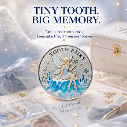 3D Tooth Fairy Commemorative Coin, tooth‑fairy & tooth imagery, heartwarming childhood lucky collectible