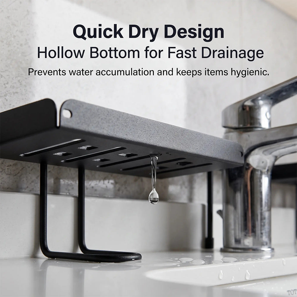 No-Drill Folding Bathroom Sink Storage Rack – Faucet-Mounted Organizer for Cosmetics & Toiletries