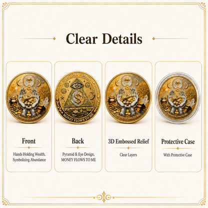 3D Wealth Prosperity Coin, All-Seeing Eye Collectible, Luck Charm, Portable Fortune, Ornaments