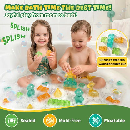 Multi-Color Squishy Jelly Stacking Blocks, Non-Toxic Kids Sensory Play Building Toy