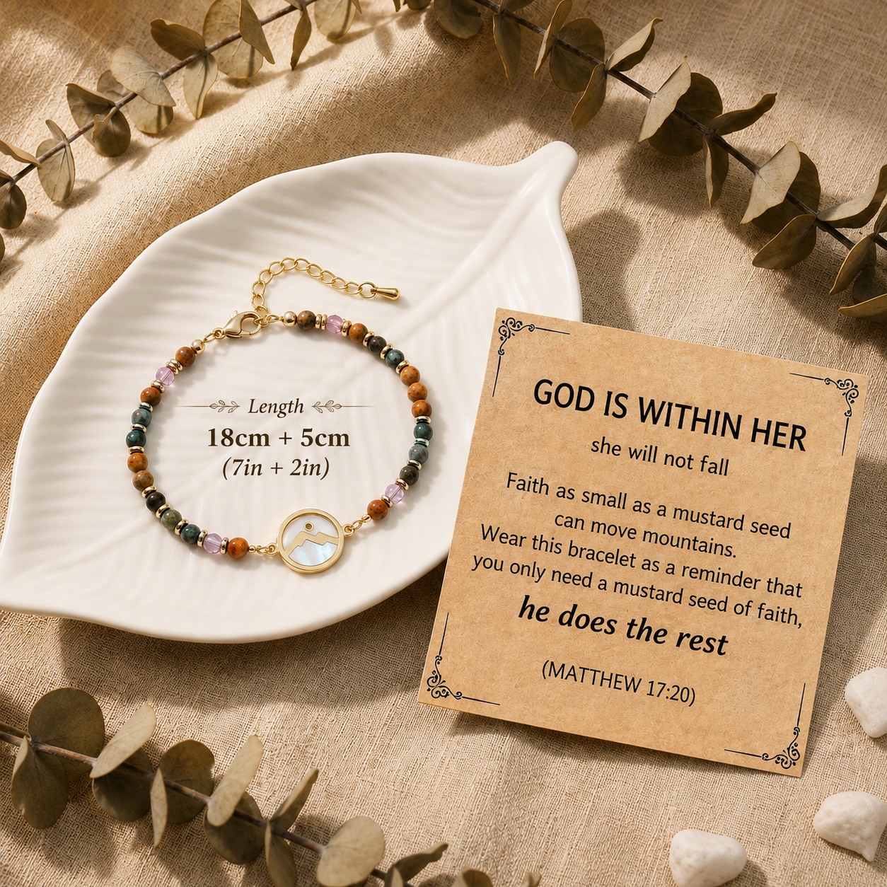 📿Mustard Seed Beaded Bracelet | Matthew 17:20 Move Mountains Christian Inspirational Jewelry Gift