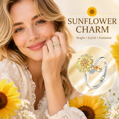 Sunflower Fidget Rings for Women,You are My Sunshine Chic Sunflower Open Ring