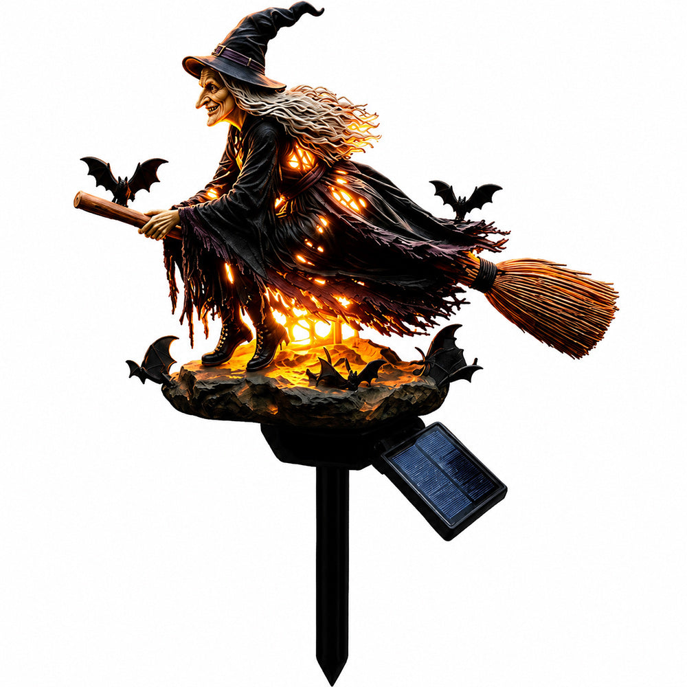 Halloween Witch Broom Solar Light