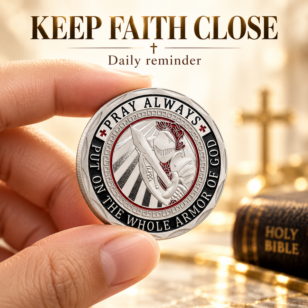✝️God in Full Armor Challenge Coin | Symbol of Spiritual Strength and Faith Protection
