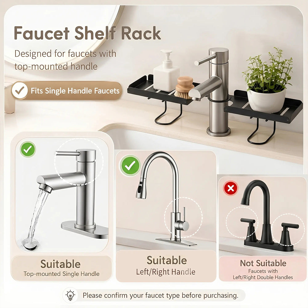 No-Drill Folding Bathroom Sink Storage Rack – Faucet-Mounted Organizer for Cosmetics & Toiletries
