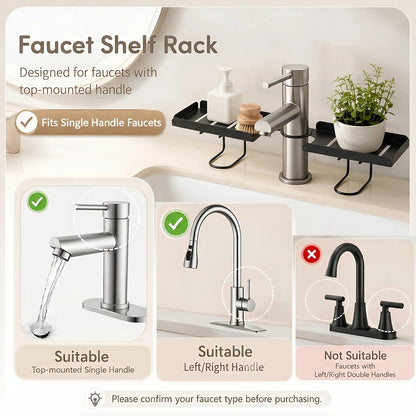 No-Drill Folding Bathroom Sink Storage Rack – Faucet-Mounted Organizer for Cosmetics & Toiletries