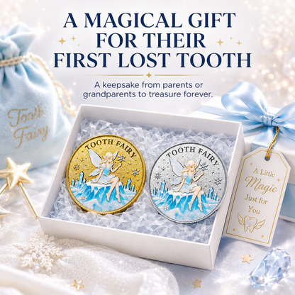 3D Tooth Fairy Commemorative Coin, tooth‑fairy & tooth imagery, heartwarming childhood lucky collectible
