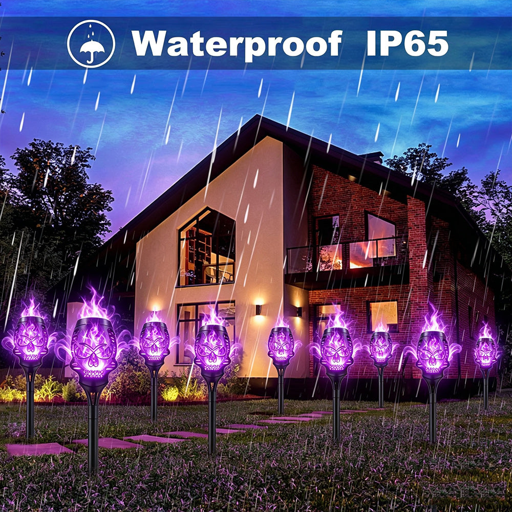 IP65 Waterproof Halloween Solar Skull Flame Lights