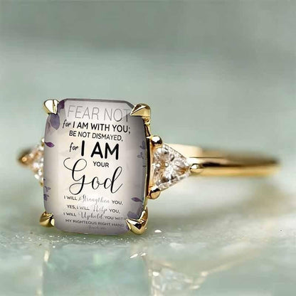 💍Women's Adjustable Christian Scripture Ring – Gold-Plated CZ Jewelry