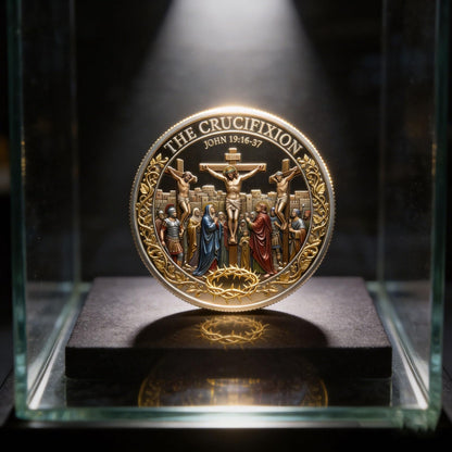 ✝️ Cross Resurrection Memorial Coin, Alloy Relief Religious Keepsake Ornament, Easter Church Family Collectible Gift