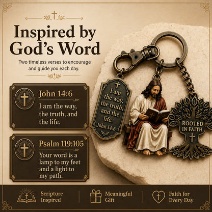 Jesus Reading Keychain