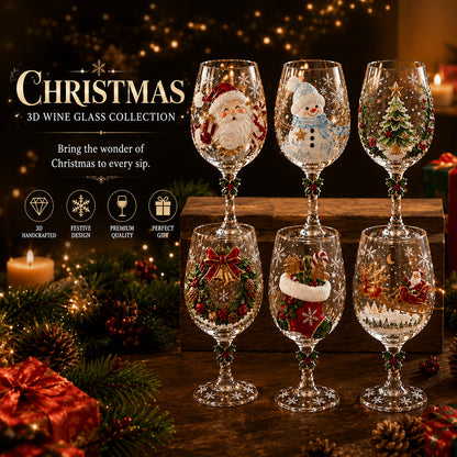 Christmas 3D Wine Glass Collection Gift Box Set