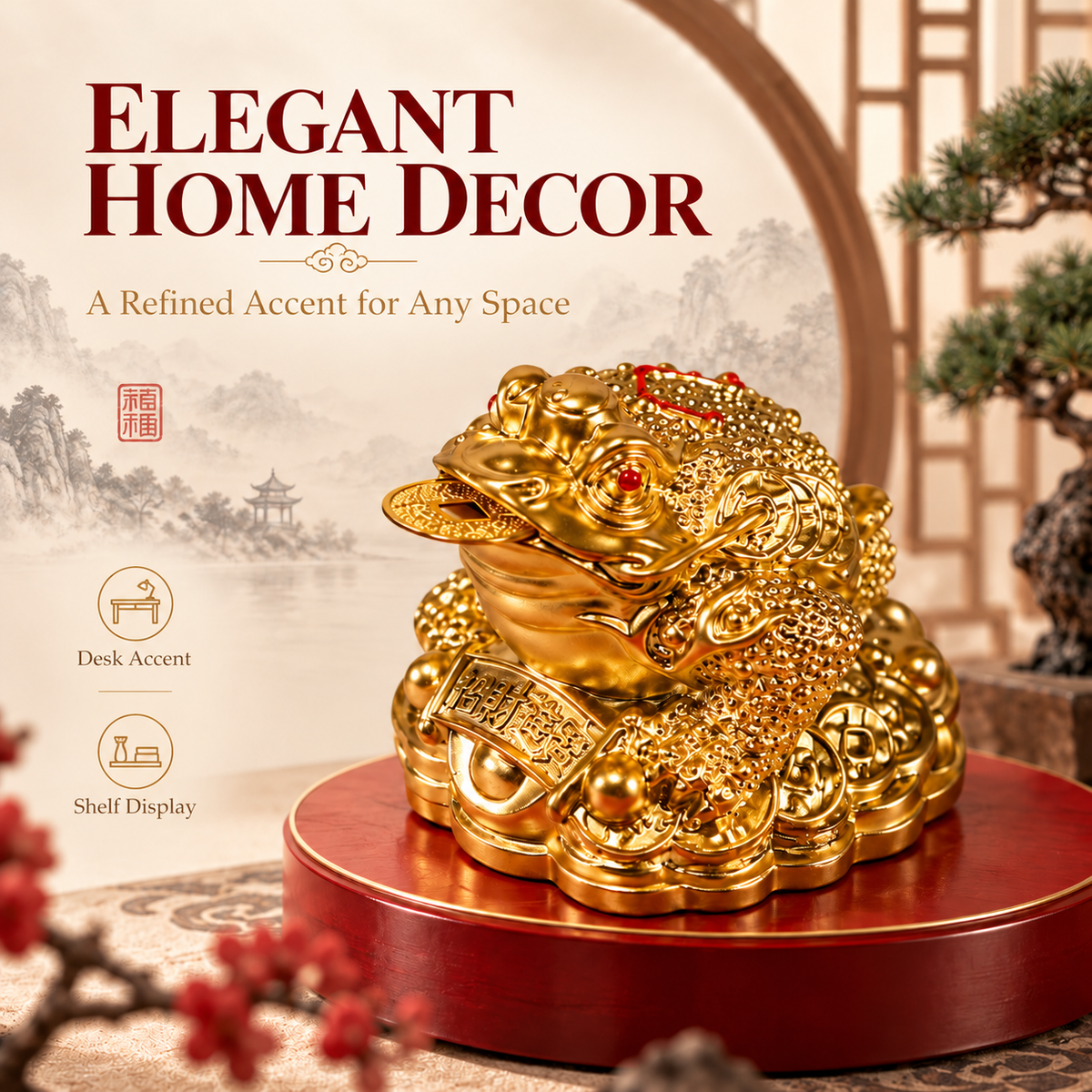 💰Golden Money Frog Decor Statue, Wealth & Prosperity Luck Ornament