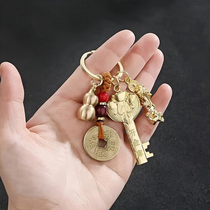 Five Blessings Feng Shui Keychain – Lucky Charm for Wealth & Luck