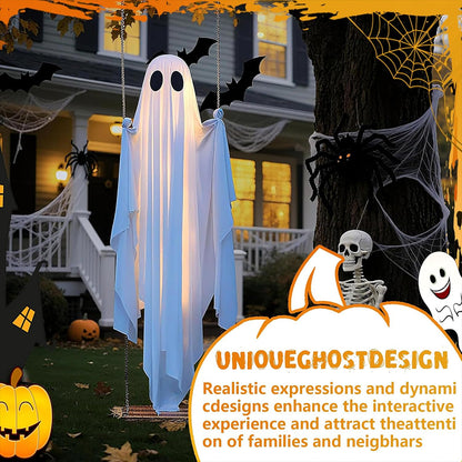 Halloween Hanging Ghost Swing – Light-Up Outdoor Decoration