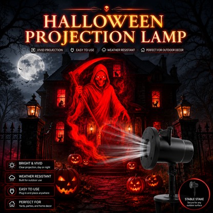 Halloween Skull Projection Light – Waterproof Moving Skull Projector for Spooky Outdoor Yard Decorations