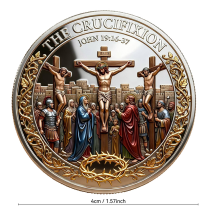 ✝️ Cross Resurrection Memorial Coin, Alloy Relief Religious Keepsake Ornament, Easter Church Family Collectible Gift