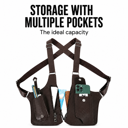 Double Shoulder Anti-Theft Harness Bag, Leather Armpit Wallet