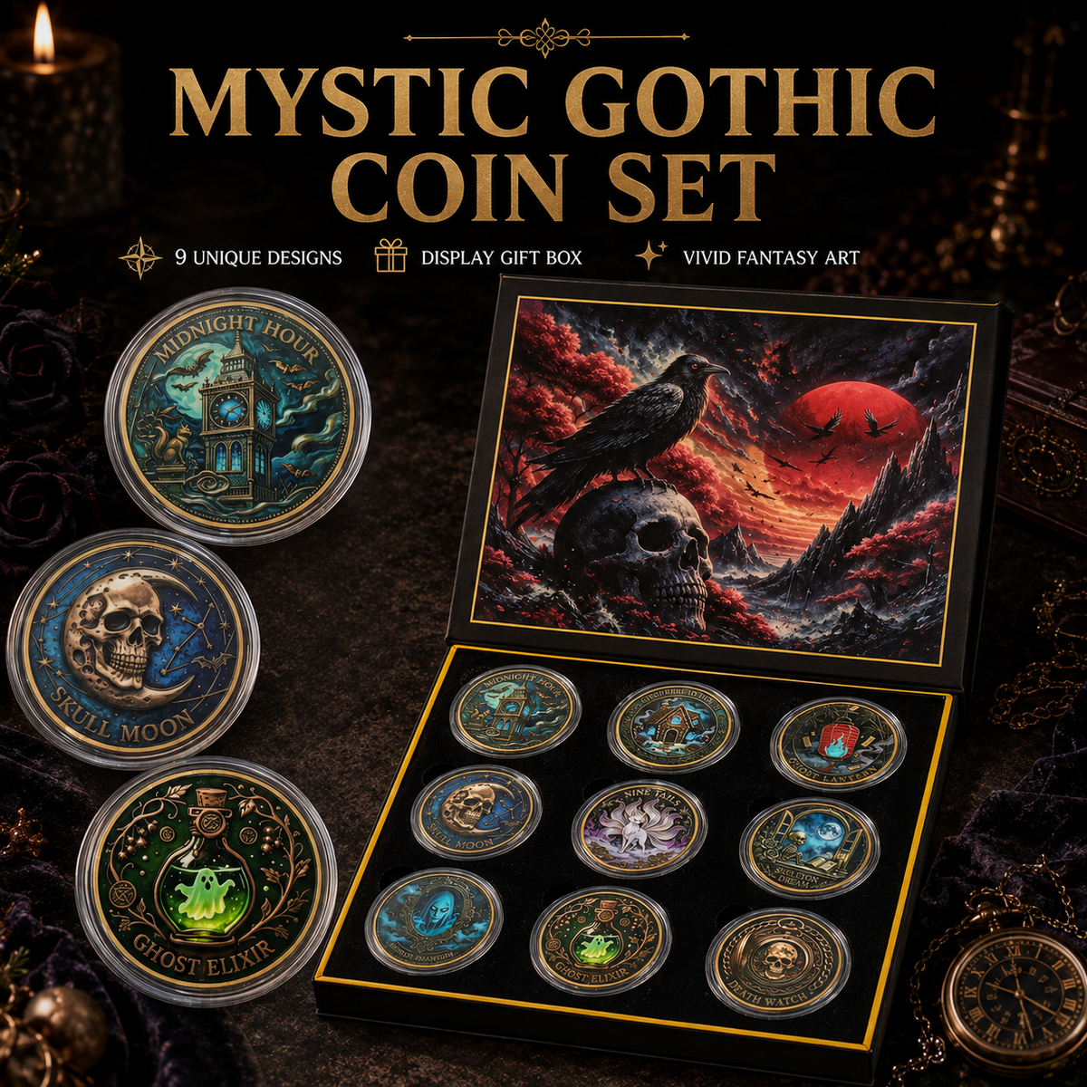 ⚜️Themed Collectible Coin Sets｜Christmas · Mystic Gothic · Haunted Gothic