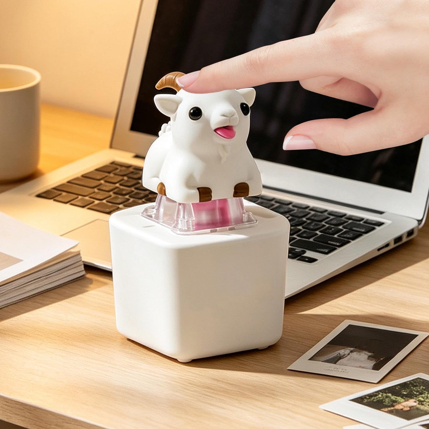 Rechargeable Goat Squeak Keyboard Fidget Toy Keychain, LED Clicker with Screaming Sound