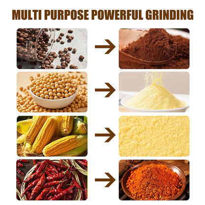 304 Stainless Steel Electric Grain Mill Grinder – High-Speed Flour, Coffee & Spice Powder Maker