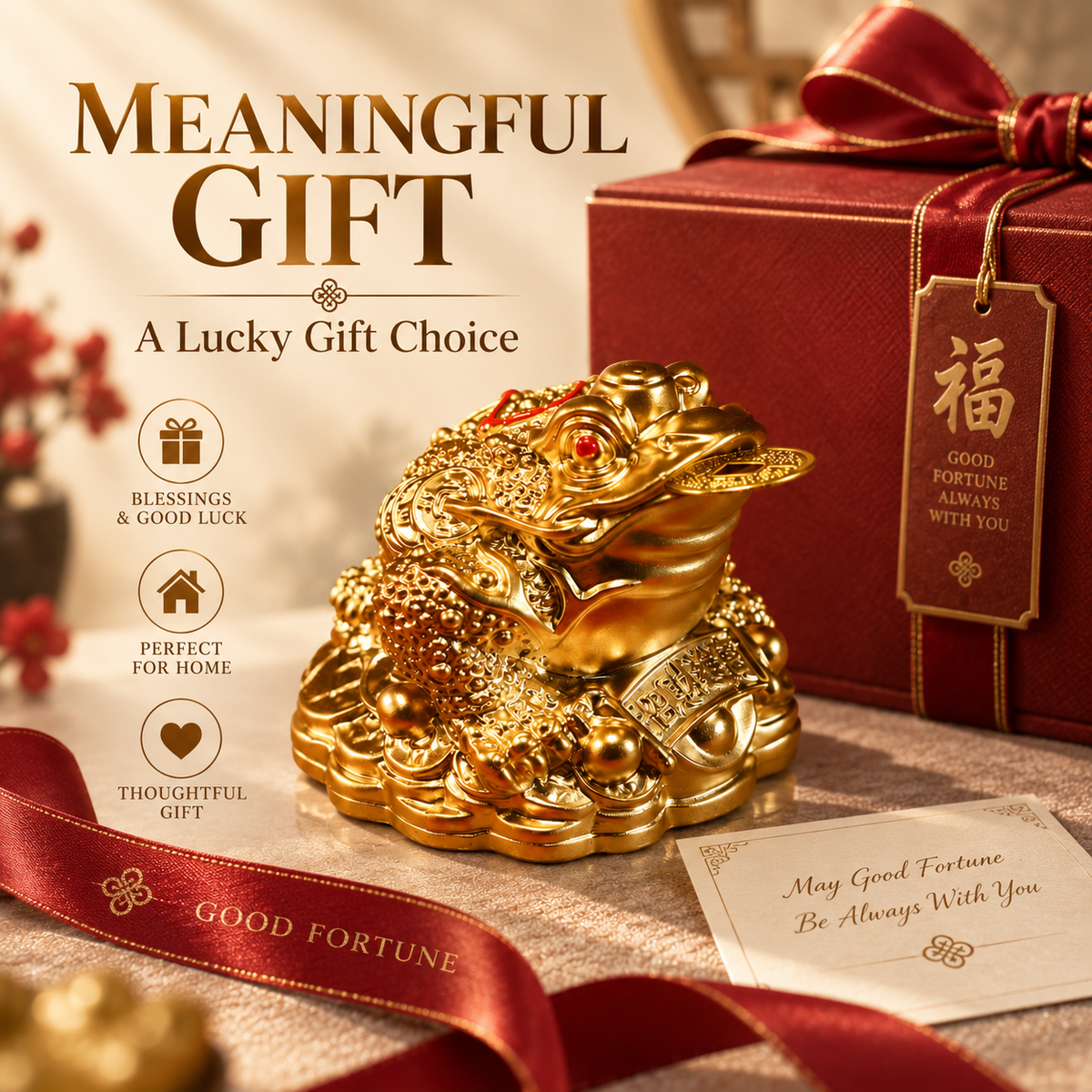 💰Golden Money Frog Decor Statue, Wealth & Prosperity Luck Ornament