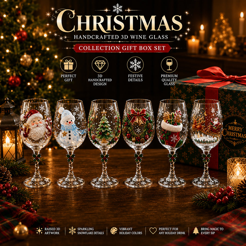 Christmas 3D Wine Glass Collection Gift Box Set
