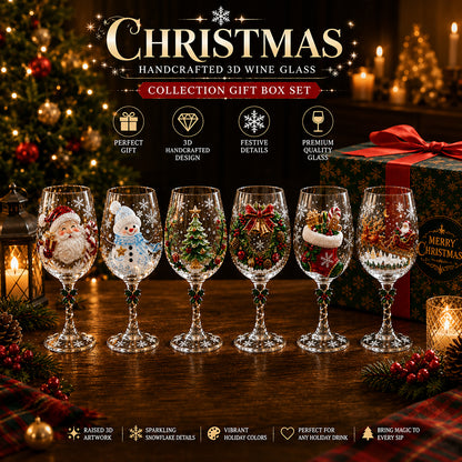 Christmas 3D Wine Glass Collection Gift Box Set