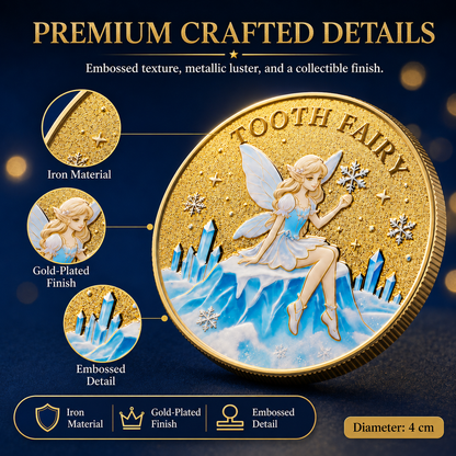 3D Tooth Fairy Commemorative Coin, tooth‑fairy & tooth imagery, heartwarming childhood lucky collectible