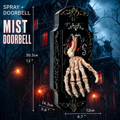 Hanging Touch/Motion Activated Skeleton Hand Doorbell with Red Light, Scary Sound Haunted House Decoration