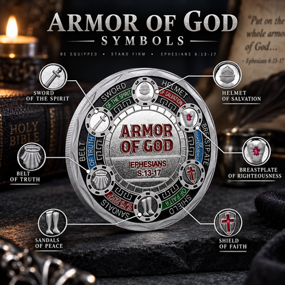 ✝️God in Full Armor Challenge Coin | Symbol of Spiritual Strength and Faith Protection