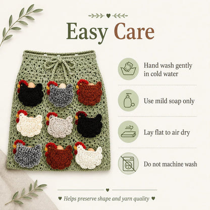 Handmade Crochet Chicken Egg Collecting Apron