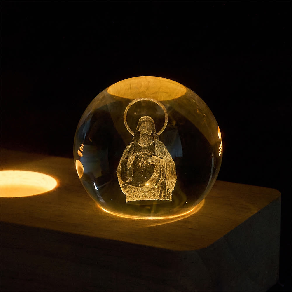 🔮3D Inner Carved Sacred Portrait Crystal Globe Light: Token of Timeless Divine Comfort