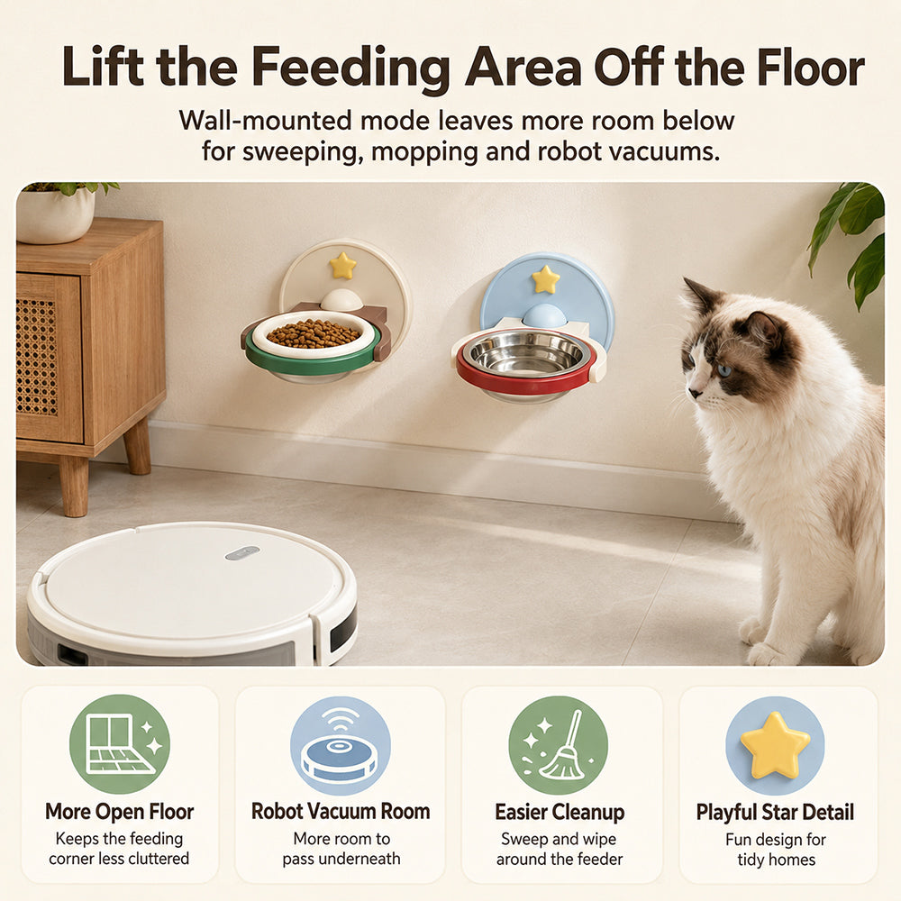 2-in-1 Wall Mounted Elevated Pet Bowl