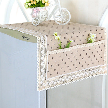 Cotton Linen Refrigerator Dust Cover with Pockets