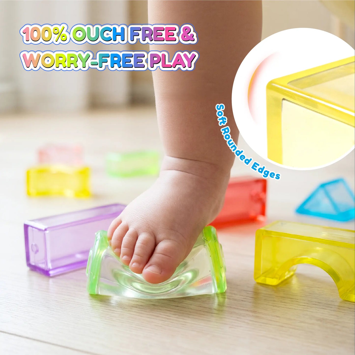 Multi-Color Squishy Jelly Stacking Blocks, Non-Toxic Kids Sensory Play Building Toy