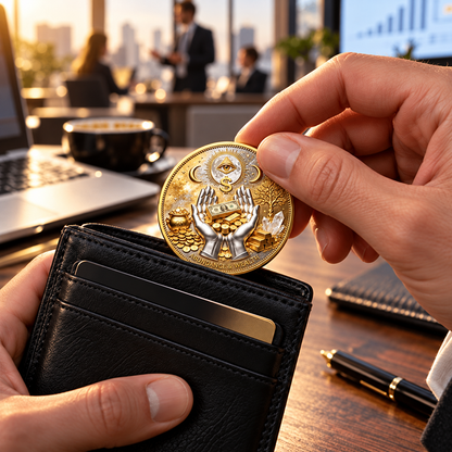 🏆🇺🇸 Limited Edition!💰3D Wealth Coin – Gold-Tone Prosperity Symbol with Double-Sided Relief