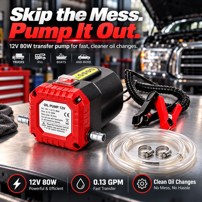 🔧 12V 80W Electric Oil Extractor Pump – Fast, Cleaner Oil Changes