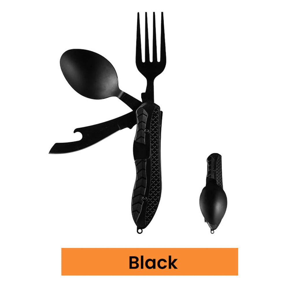 4-in-1 Folding Tableware Set – Portable Stainless Steel Multi-Tool