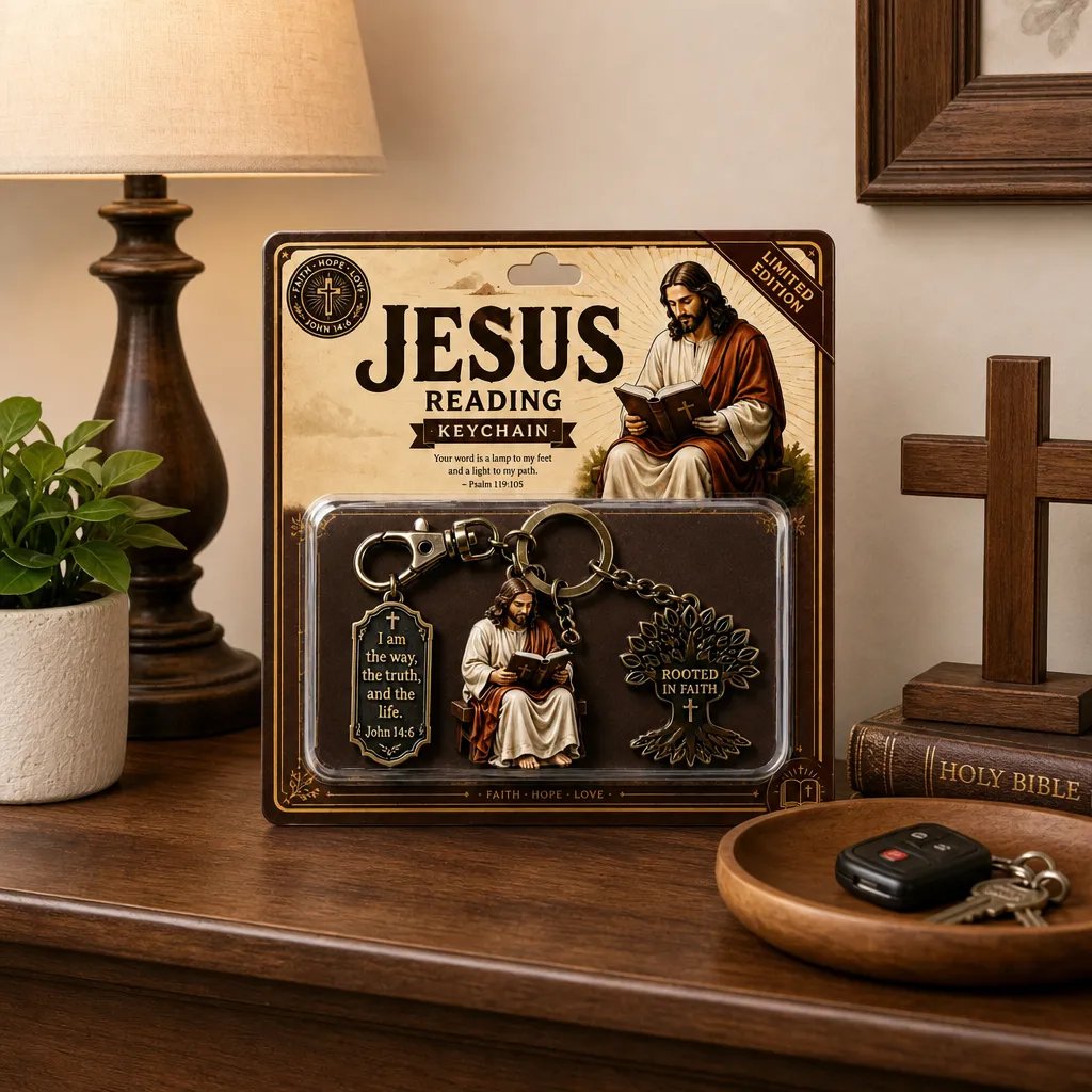 Jesus Reading Keychain