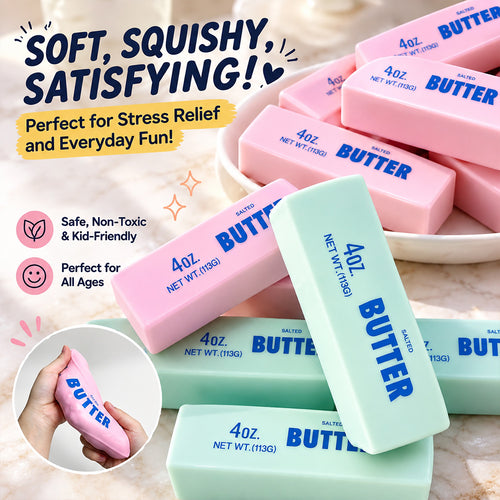 Crunchy Butter Bar Squishy Toy – Satisfying Squeeze Sensory Fidget Toy for Stress Relief, Relaxation & Fun