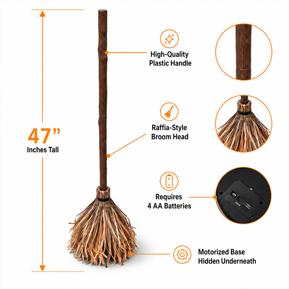 Floating Enchanted Broom – Magical Hovering Halloween Decoration