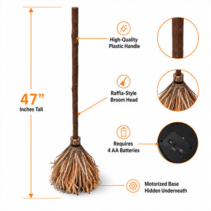 Floating Enchanted Broom – Magical Hovering Halloween Decoration